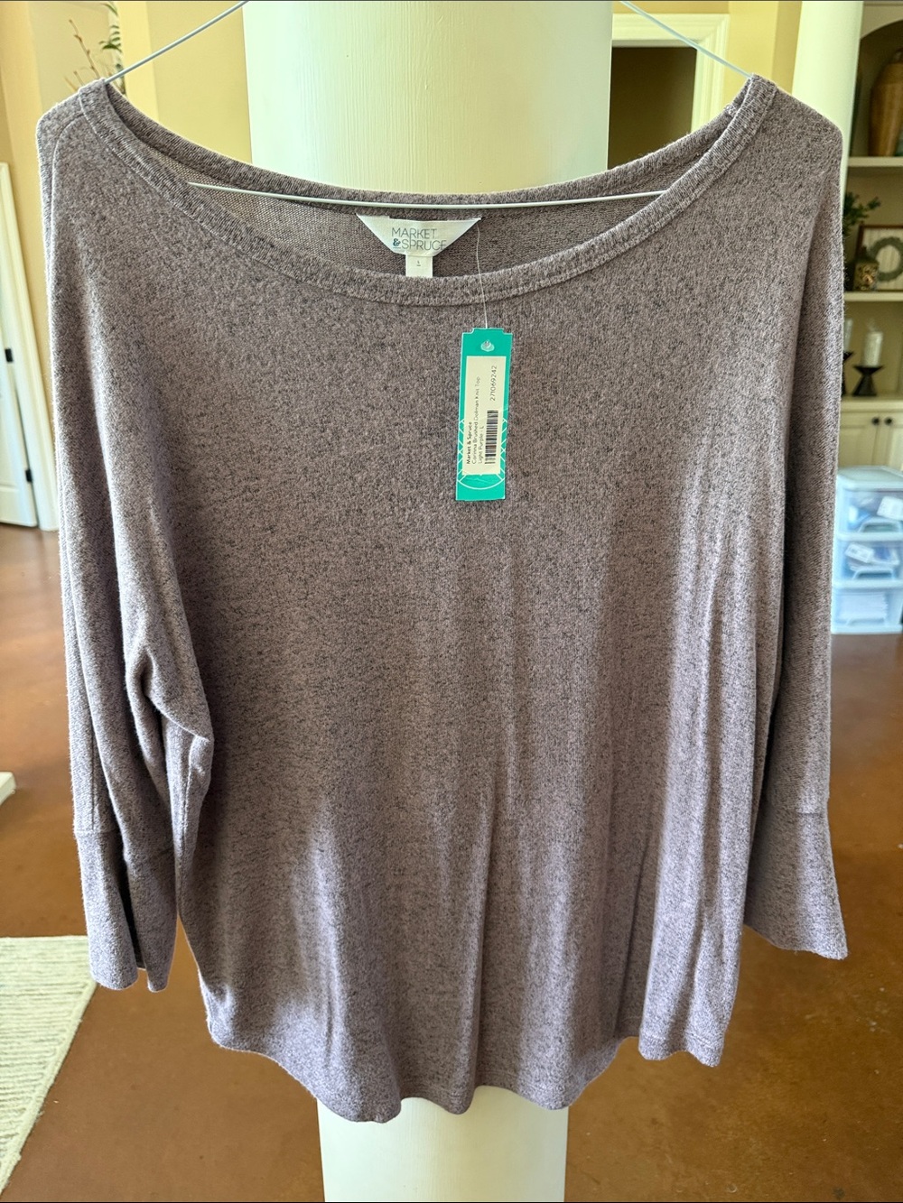 Market & Spruce Mauve Boatneck Lightweight Knit Top